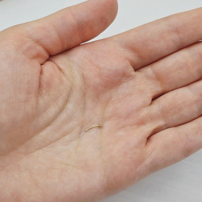14K Yellow Gold Nose Stud, Natural Diamond Nose Piercing