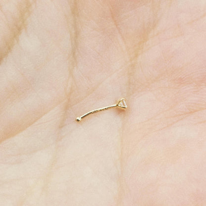 14K Yellow Gold Nose Stud, Natural Diamond Nose Piercing