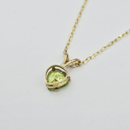 10K Gold Heart Peridot Pendant Necklace: August Birthstone