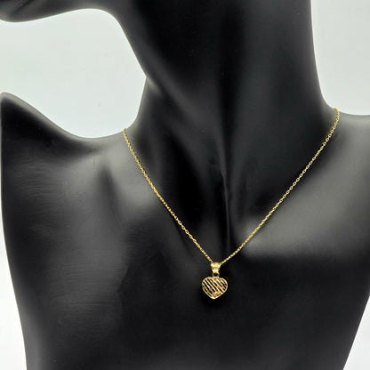 10K Yellow Gold Heart Pendant Necklace, Dainty Charm, ValentineÆ’??s Day Gift