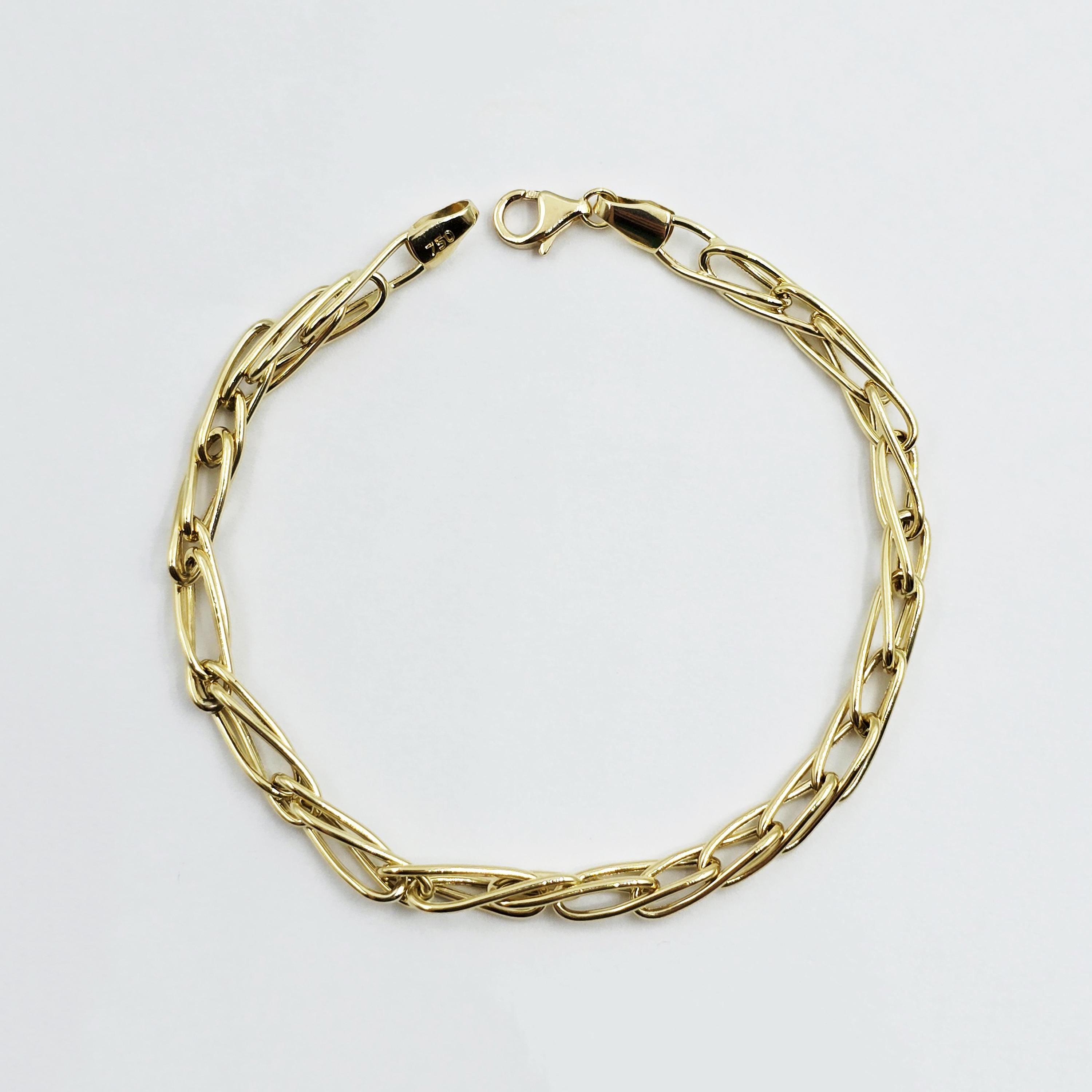 18K Yellow Gold Elongated Link Bracelet: Fine Jewelry Gift