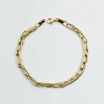 18K Yellow Gold Elongated Link Bracelet: Fine Jewelry Gift
