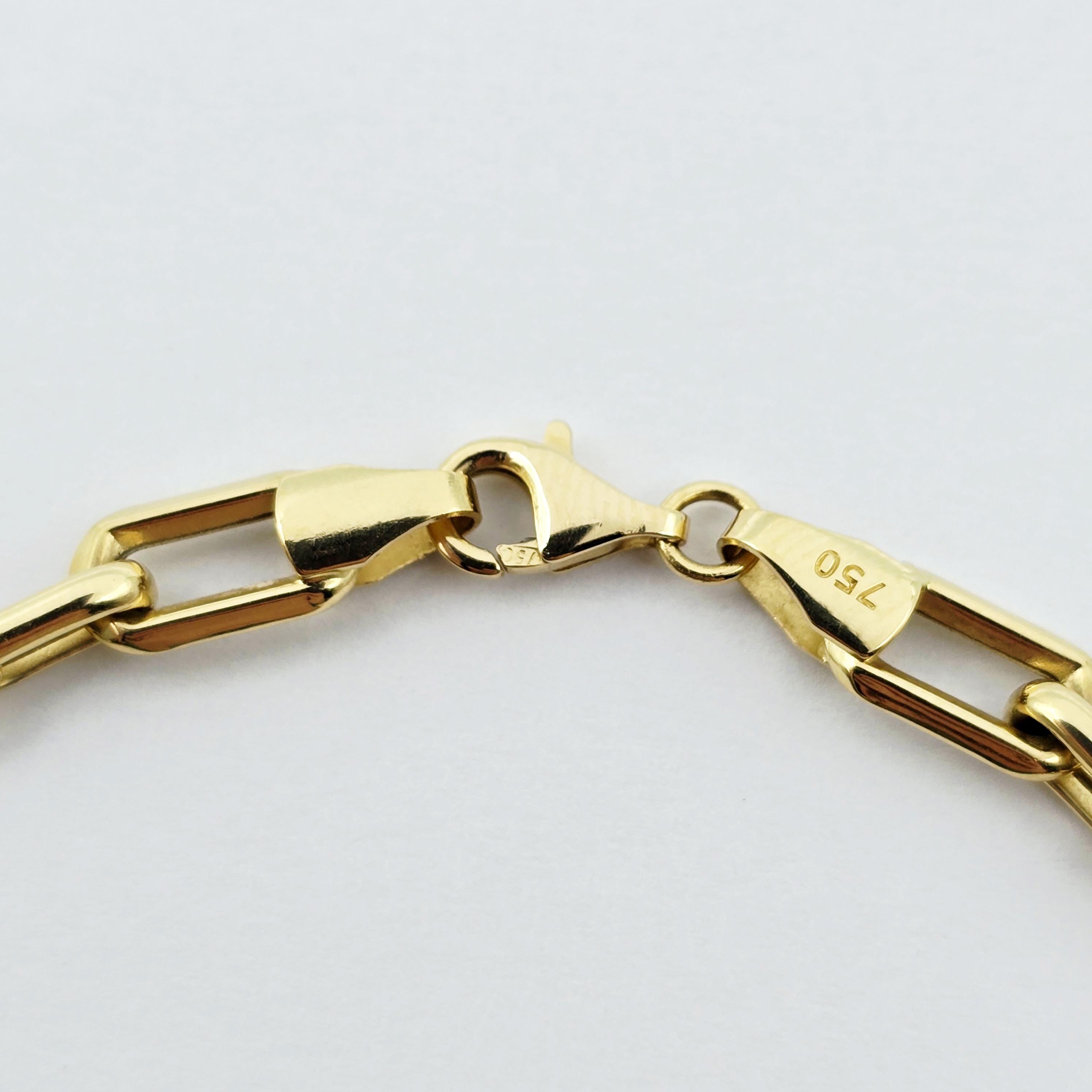 18K Yellow Gold Rectangular Link Bracelet: Lightweight Fine Jewelry