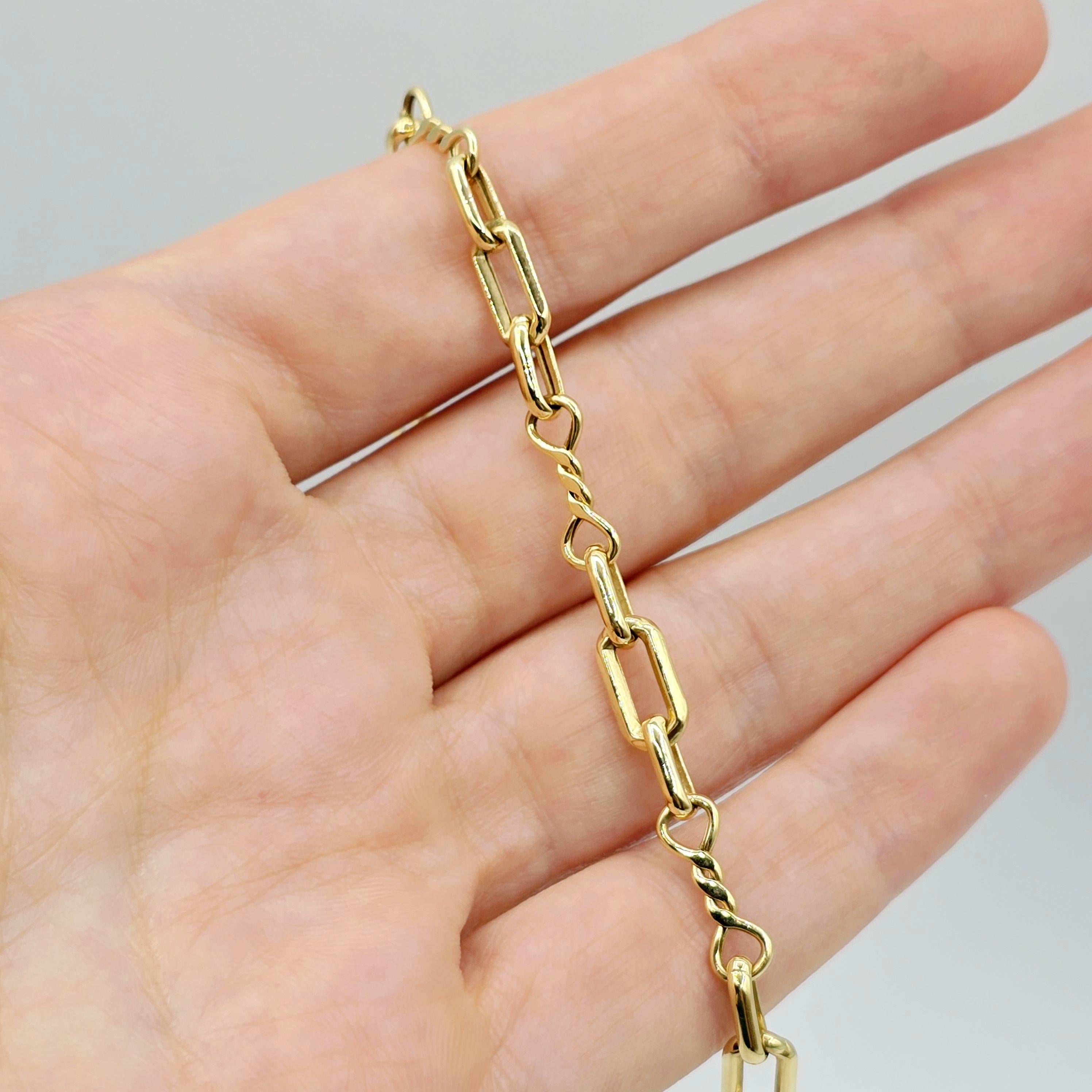 18K Yellow Gold Rectangular Link Bracelet: Lightweight Fine Jewelry