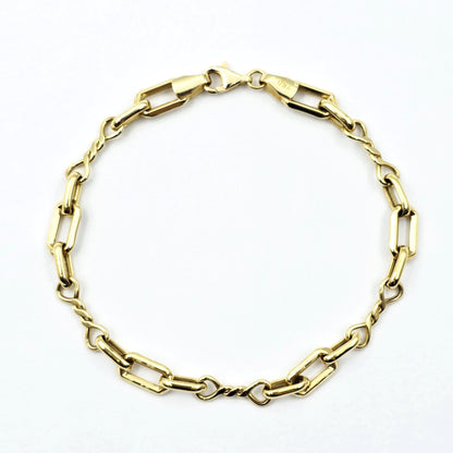 18K Yellow Gold Rectangular Link Bracelet: Lightweight Fine Jewelry