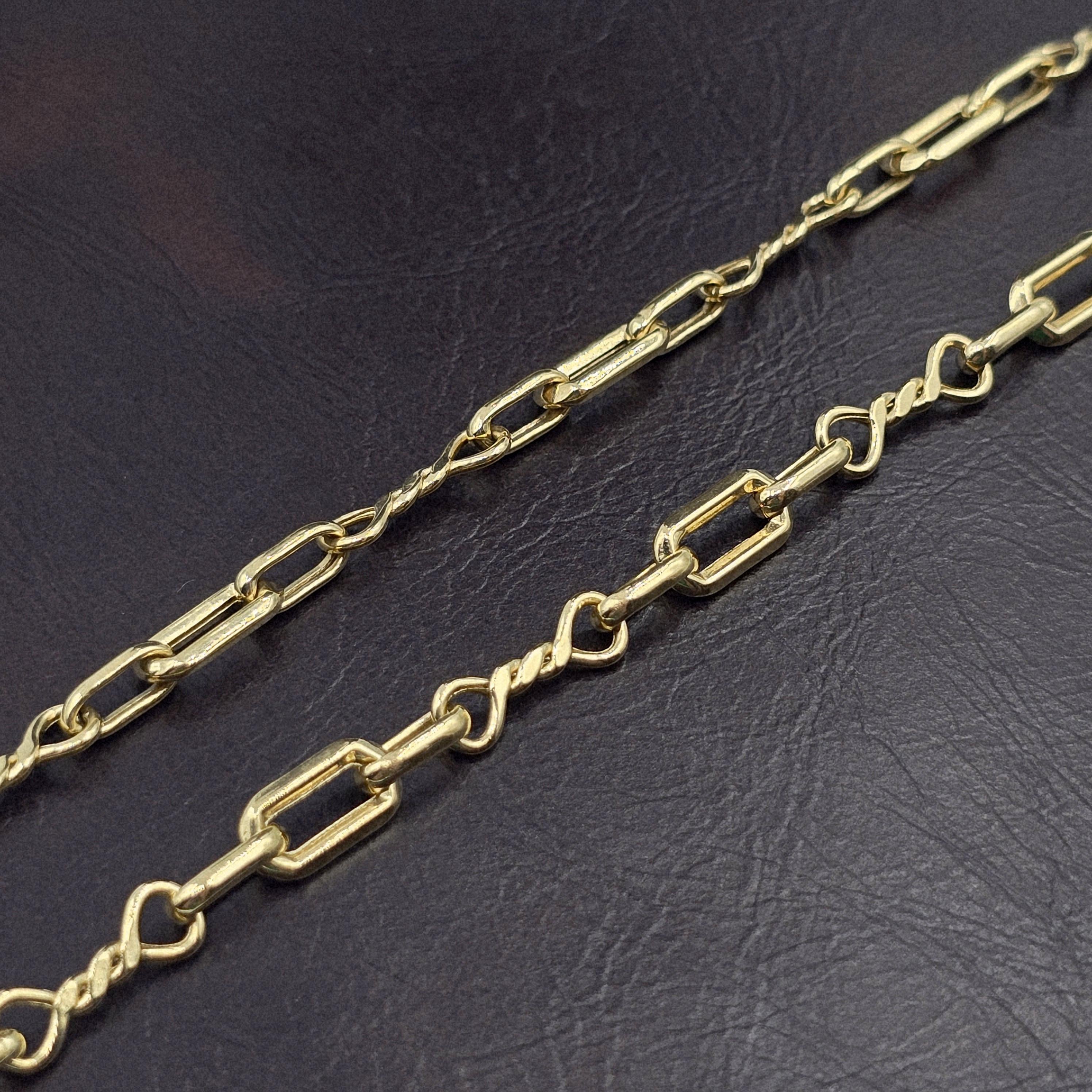18K Gold Rectangular Link Necklace: Modern Fine Jewelry Gift