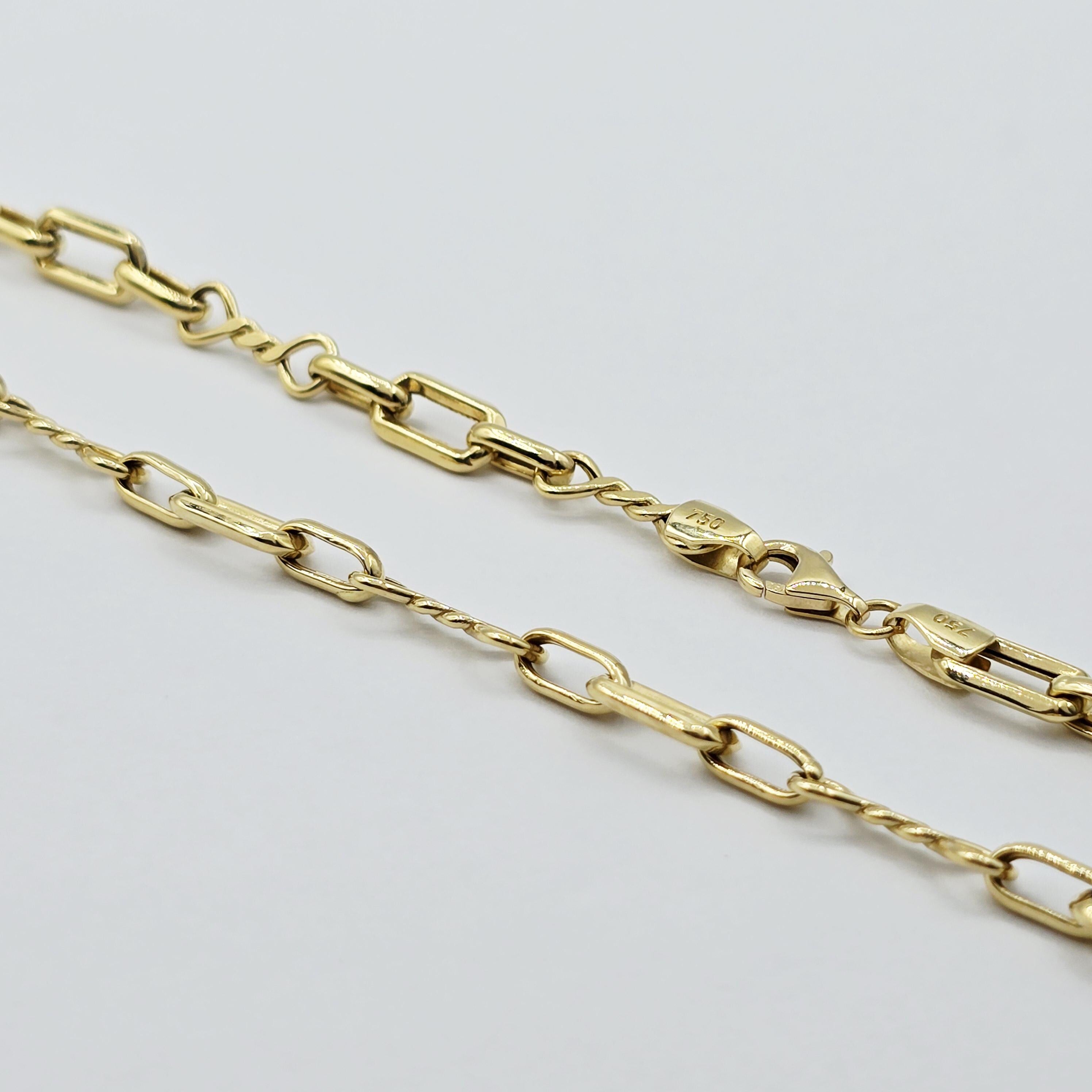 18K Gold Rectangular Link Necklace: Modern Fine Jewelry Gift