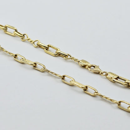 18K Gold Rectangular Link Necklace: Modern Fine Jewelry Gift