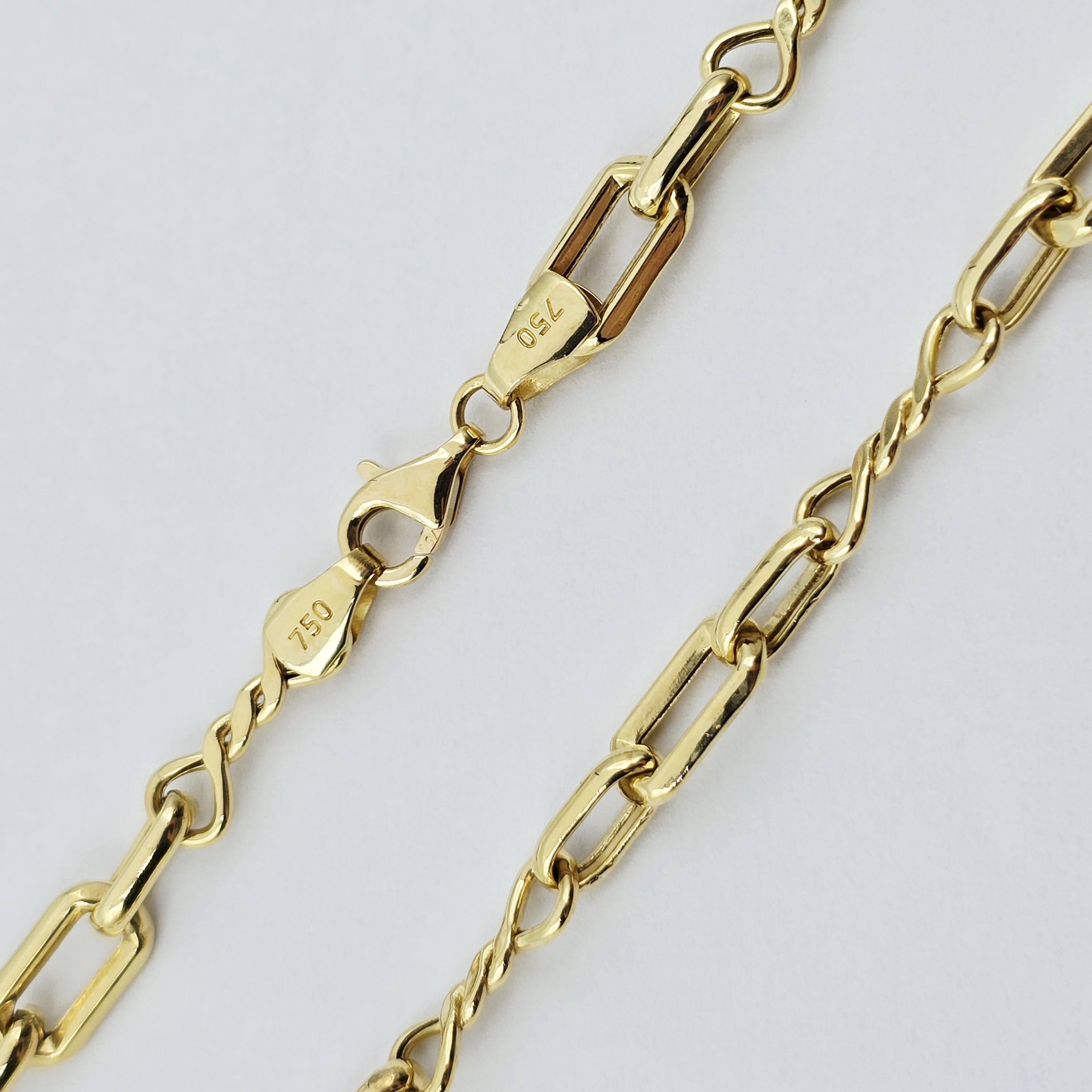 18K Gold Rectangular Link Necklace: Modern Fine Jewelry Gift