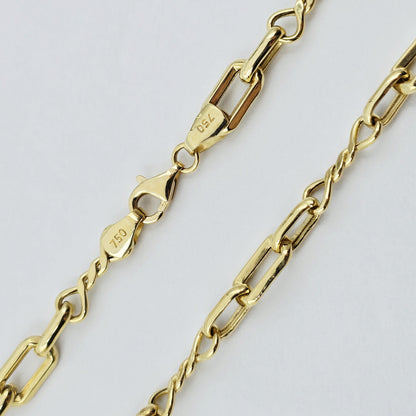 18K Gold Rectangular Link Necklace: Modern Fine Jewelry Gift