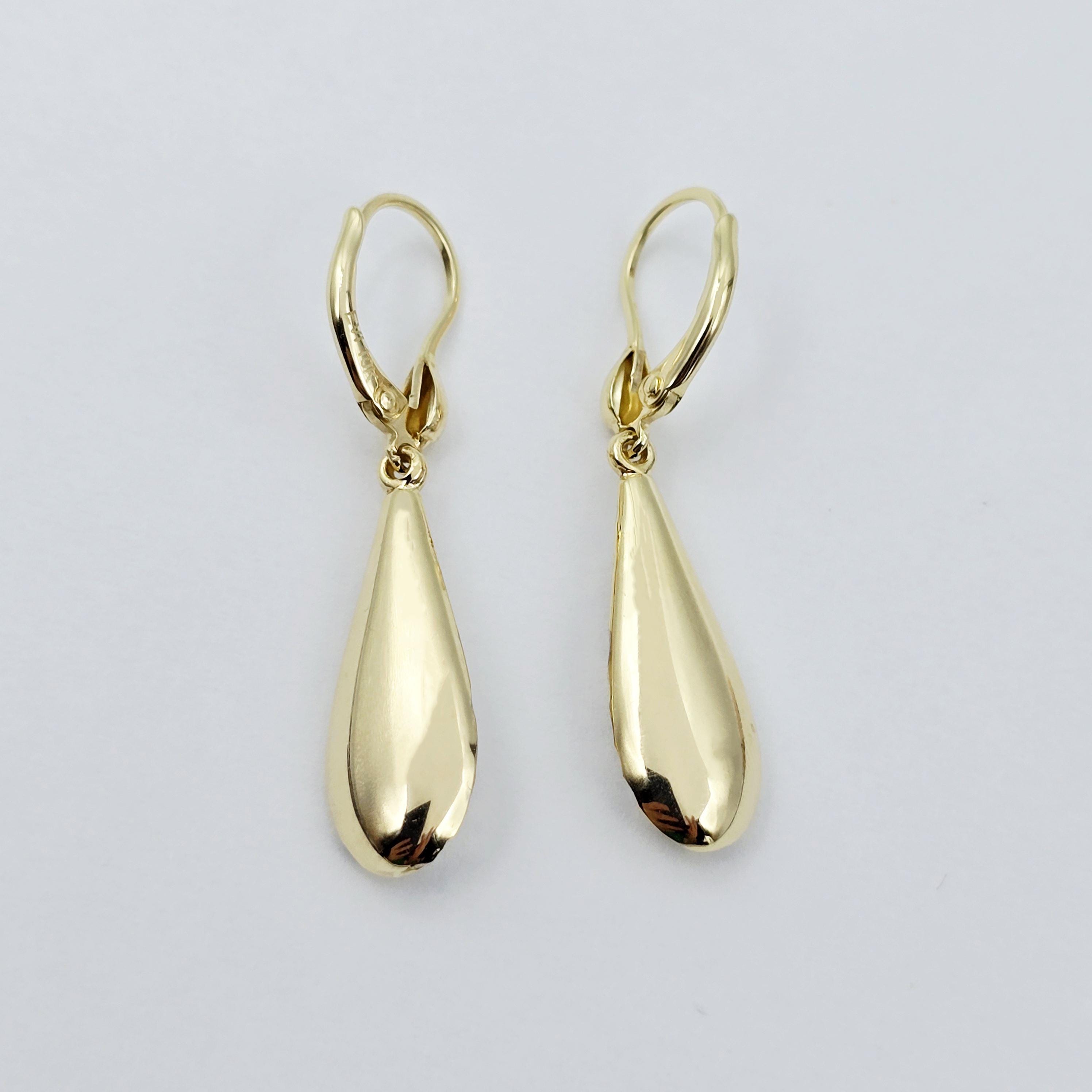Two-Tone 10K Gold Teardrop Earrings: Yellow & White Gold Dangle
