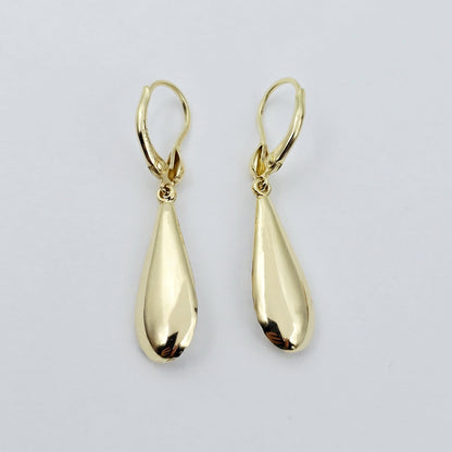 Two-Tone 10K Gold Teardrop Earrings: Yellow & White Gold Dangle