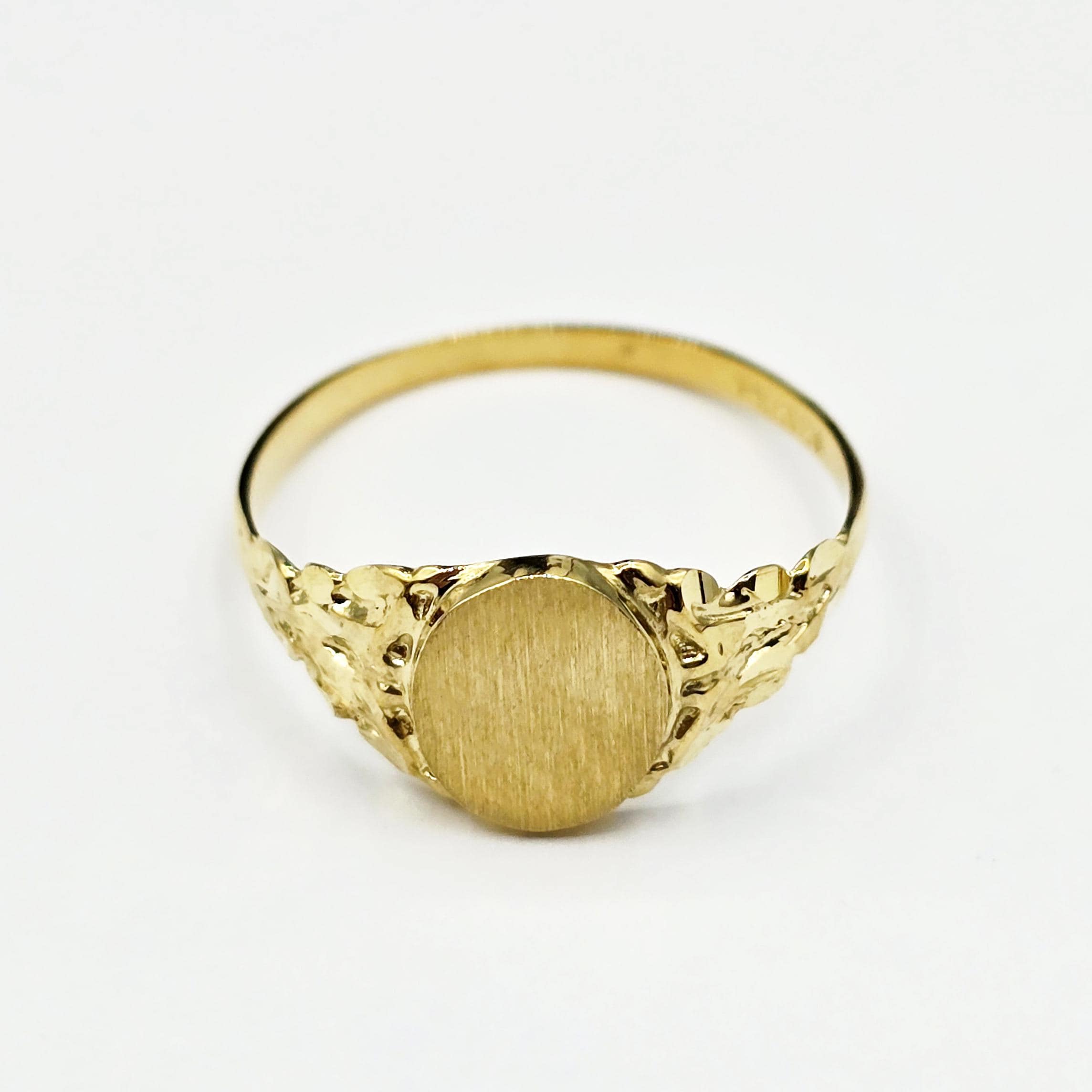 10K Solid Gold Signet Ring: Engravable Personalized Heirloom