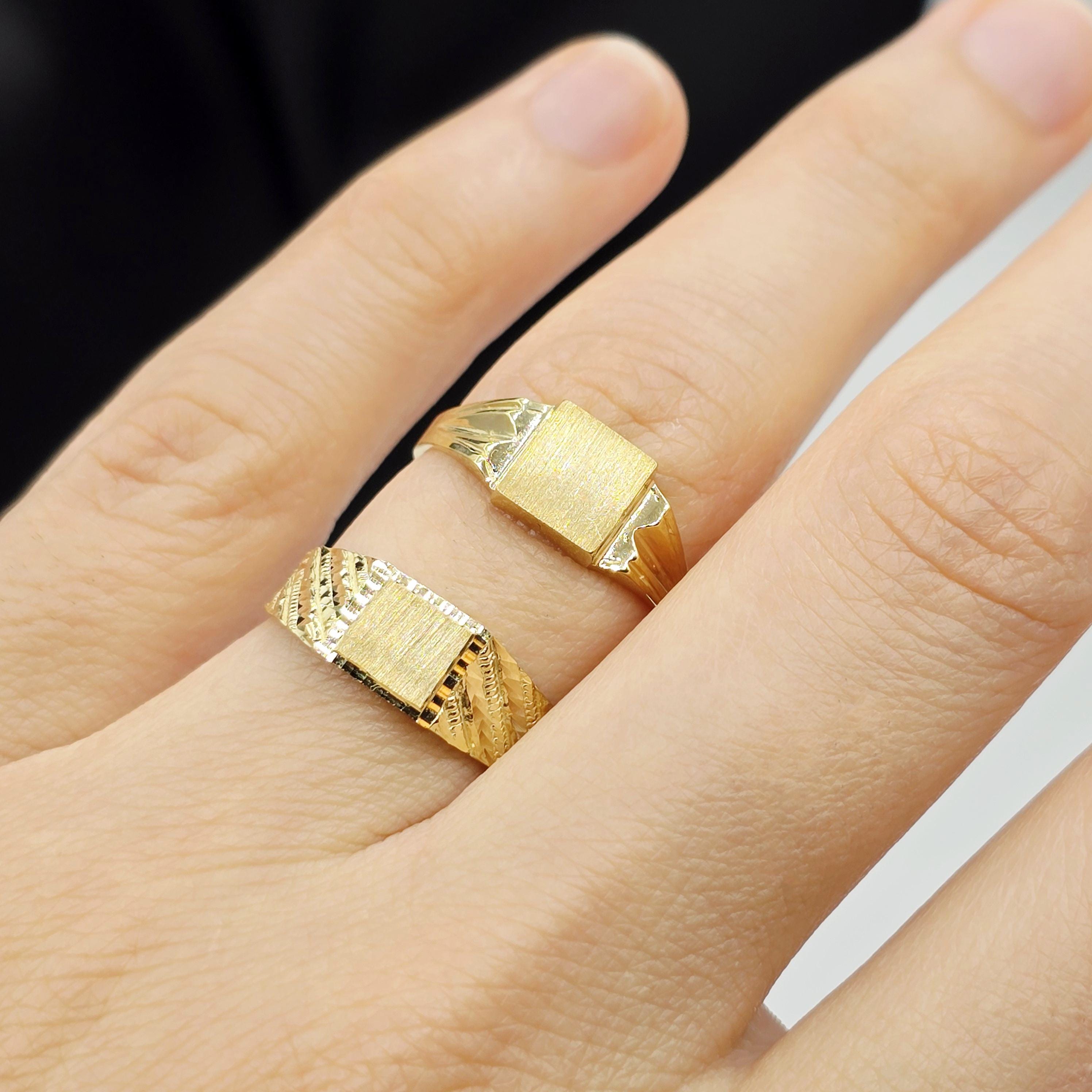 10K Solid Gold Signet Ring: Engravable Personalized Heirloom