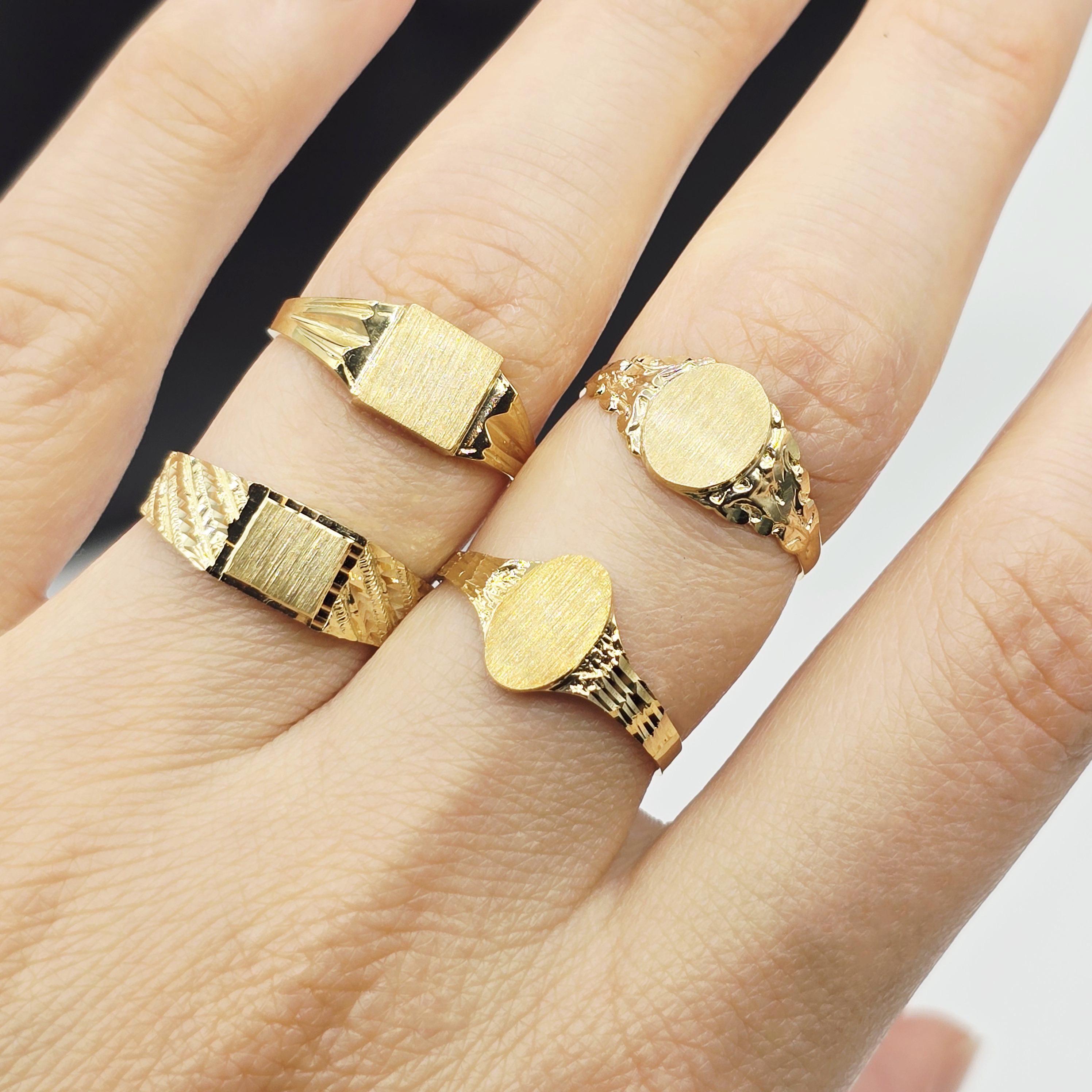 10K Solid Gold Signet Ring: Engravable Personalized Heirloom