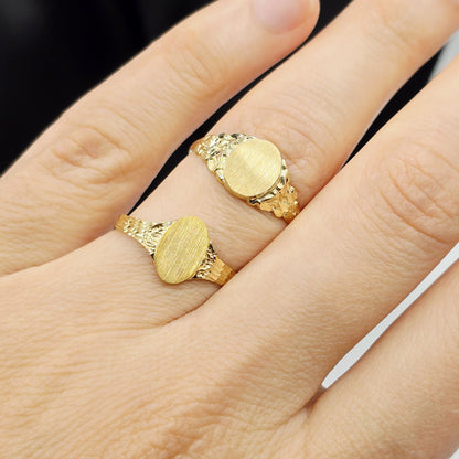10K Solid Gold Signet Ring: Engravable Personalized Heirloom