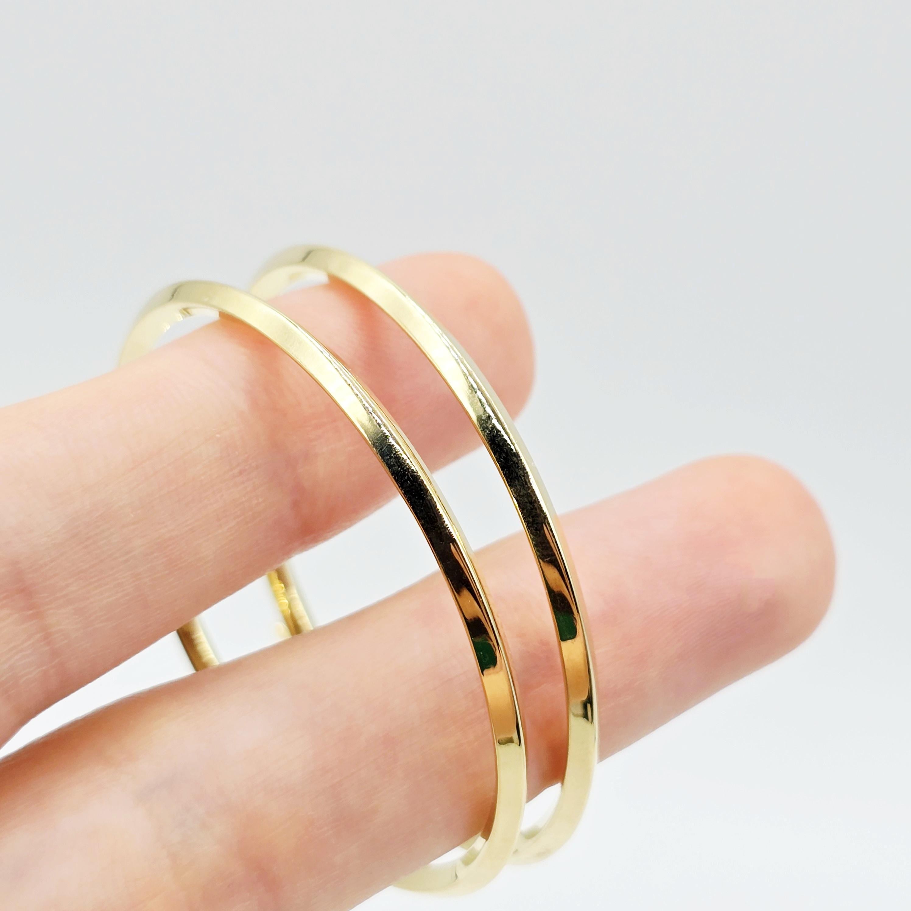 18K Solid Gold Hoop Earrings: Large Lightweight Everyday Hoops (44mm)