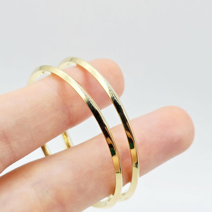 18K Solid Gold Hoop Earrings: Large Lightweight Everyday Hoops (44mm)