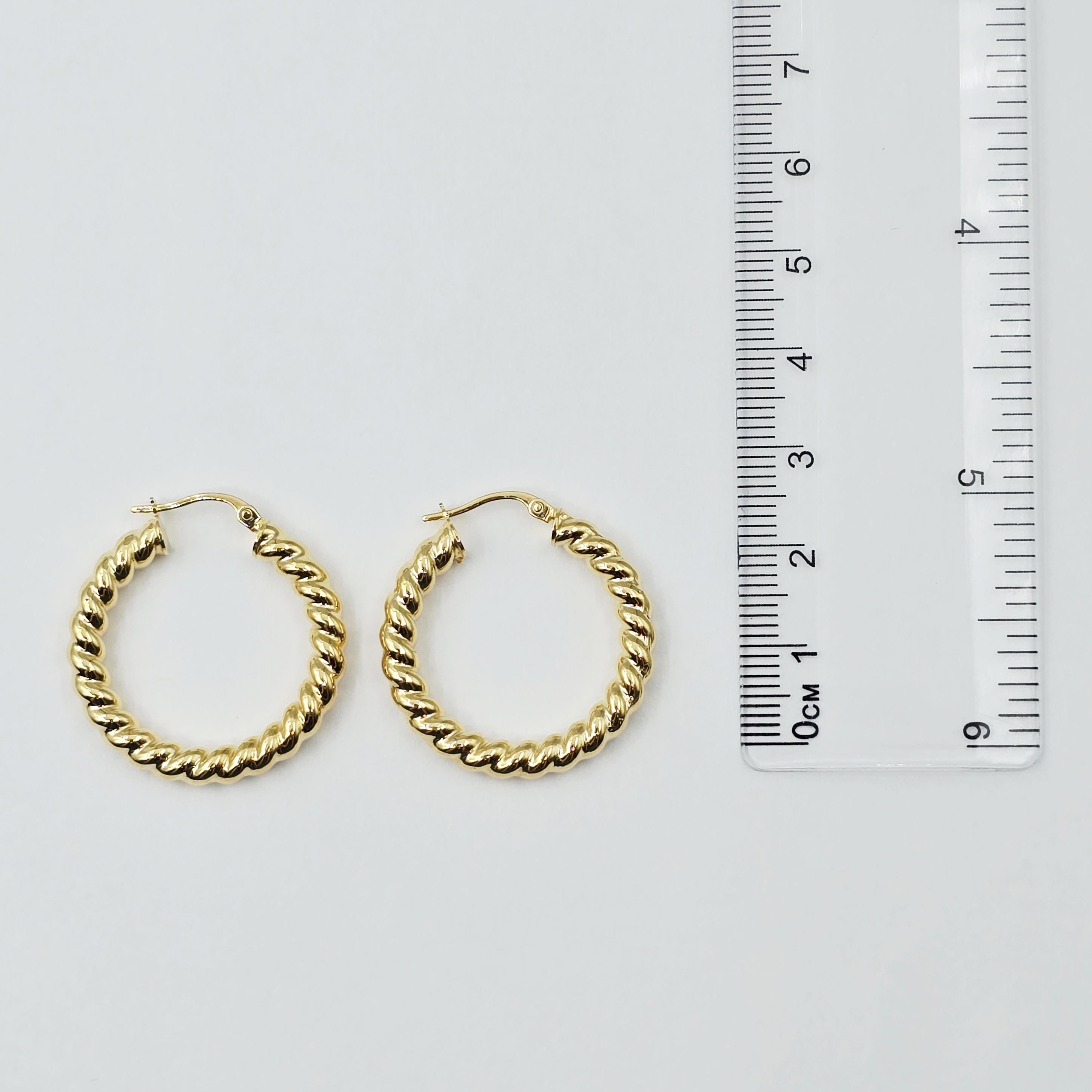 10K Yellow Gold Twisted Rope Hoop Earrings - 28mm