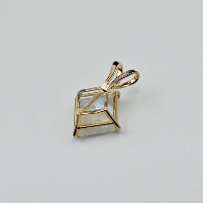 10K Yellow Gold Genuine Moonstone 6x6mm Pendant, Square Gemstone Pendant, June Birthstone Jewelry