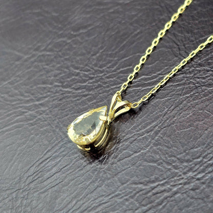10K Yellow Gold Pear Citrine Pendant Necklace, November Birthstone