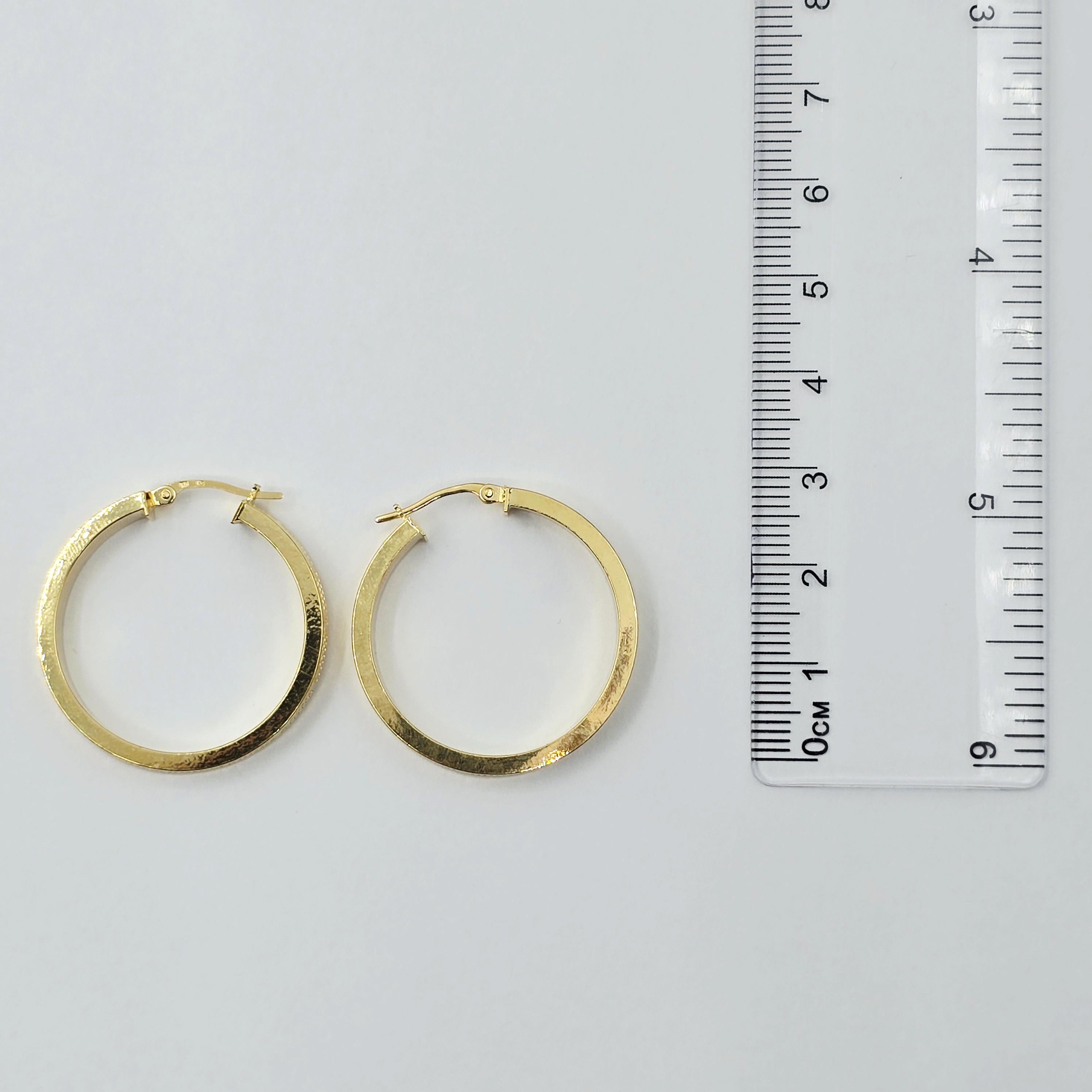 10K Yellow Gold Hoop Earrings,  30mm Classic Thick Gold Hoops for Women