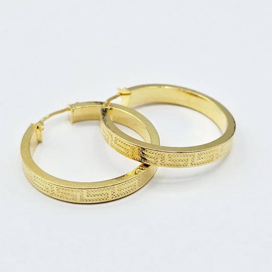 10K Yellow Gold Hoop Earrings,  30mm Classic Thick Gold Hoops for Women
