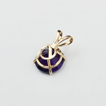 10K Yellow Gold Amethyst Pendant Necklace, February Birthstone