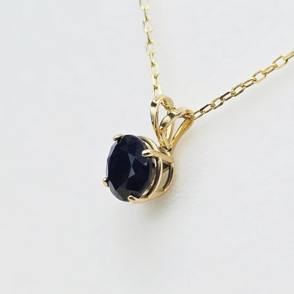 14K Yellow Gold Blue Sapphire 6x6mm Pendant Necklace, September Birthstone