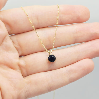 14K Yellow Gold Blue Sapphire 6x6mm Pendant Necklace, September Birthstone