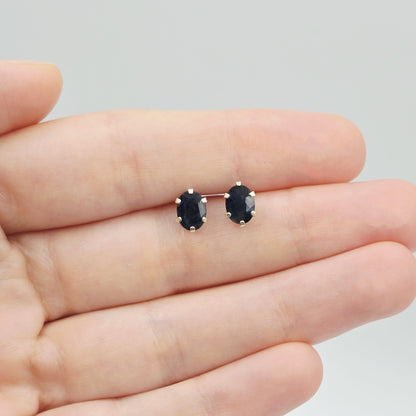 Sterling Silver Gemstone Earrings, 7x5mm Oval Cut, Gift Box