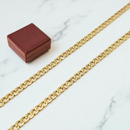 10K Yellow Gold Curb Chain Necklace, 3mm Unisex Jewelry
