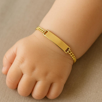 Gold Baby ID Bracelet: Engravable 10K Gold, Child Size