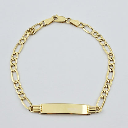 Solid 10K Gold ID Bracelet, Engravable Name Plate, 7.5 Inch, Custom Engraved Jewelry