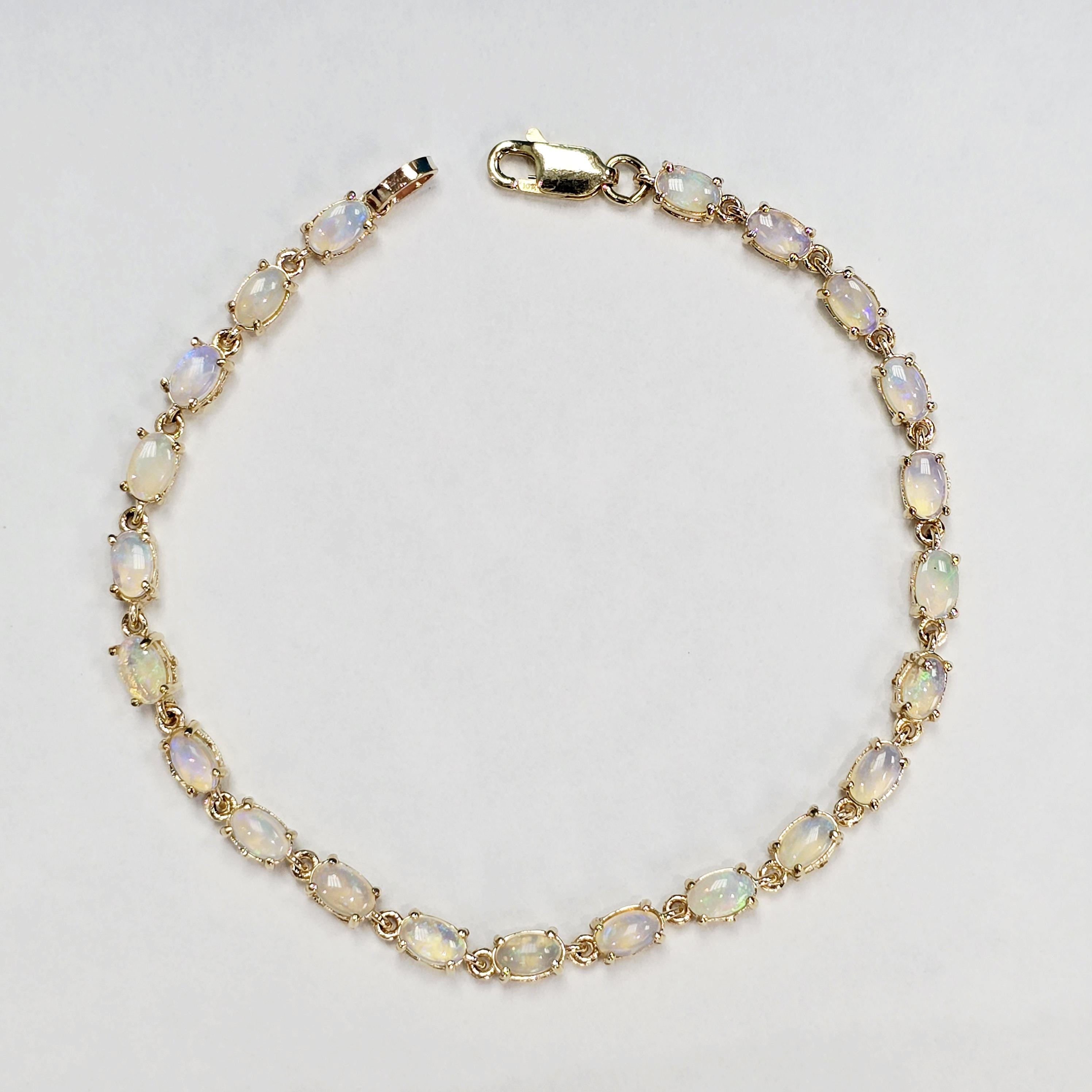 10K Gold Gemstone Bracelet, Natural Multi-Gemstone, Handmade in Canada, Luxury Jewelry Gift