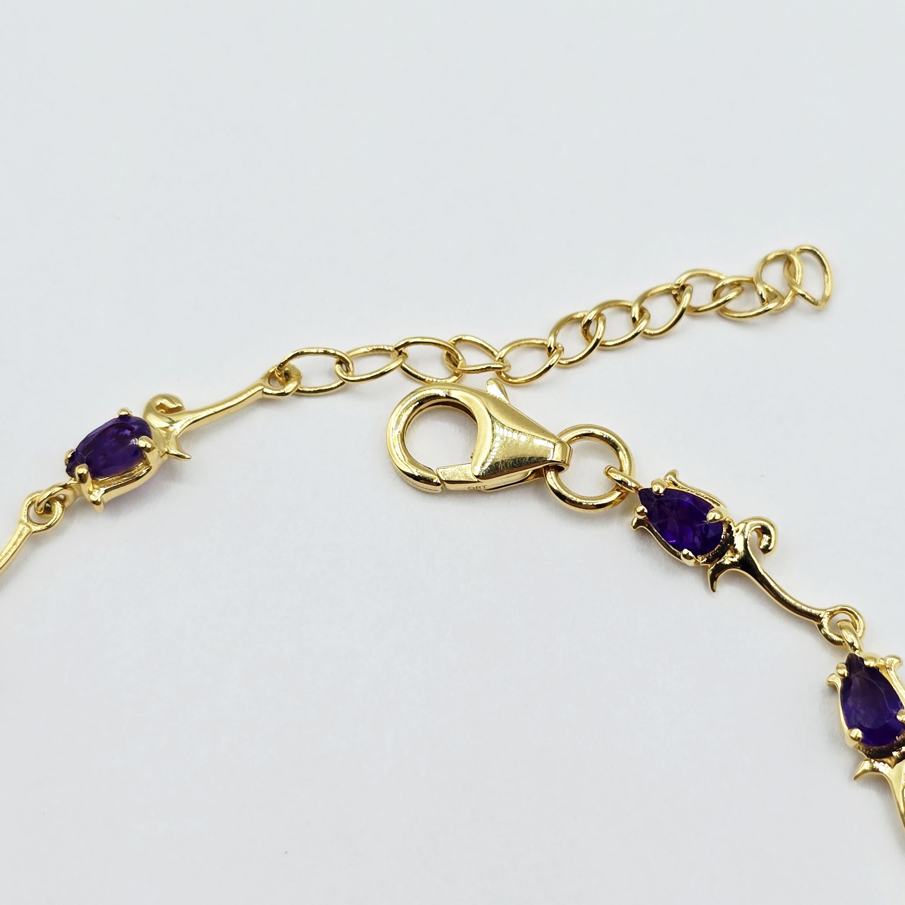 Gold Plated Sterling Silver Amethyst Bracelet, Delicate Gemstone Jewelry