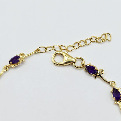 Gold Plated Sterling Silver Amethyst Bracelet, Delicate Gemstone Jewelry