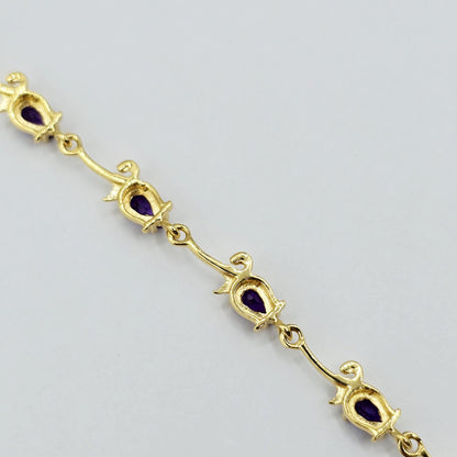 Gold Plated Sterling Silver Amethyst Bracelet, Delicate Gemstone Jewelry