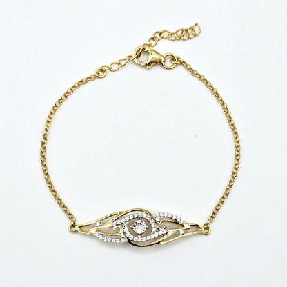 Gold Plated Sterling Silver CZ Bracelet, Dainty Adjustable Chain, Love Gift for Her