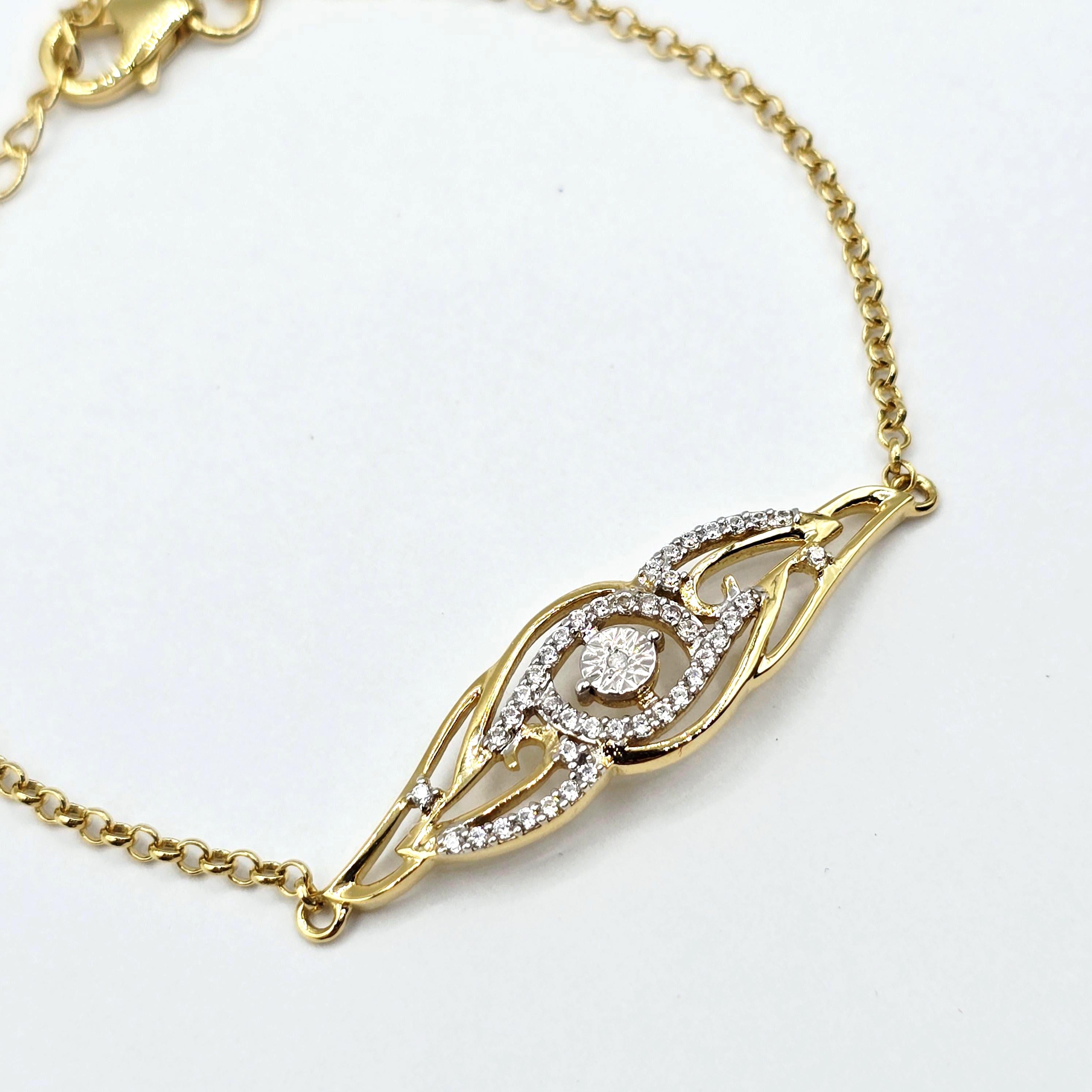 Gold Plated Sterling Silver CZ Bracelet, Dainty Adjustable Chain, Love Gift for Her