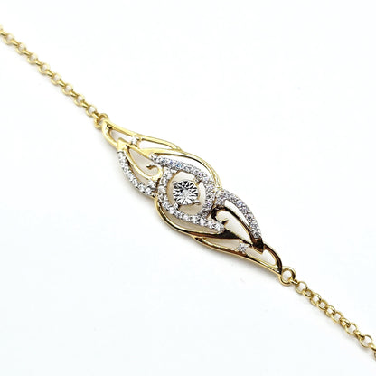 Gold Plated Sterling Silver CZ Bracelet, Dainty Adjustable Chain, Love Gift for Her