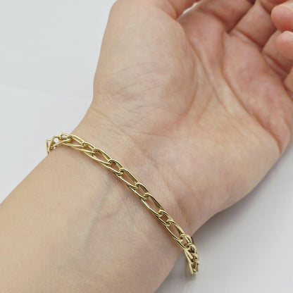 18K Yellow Gold Elongated Link Bracelet: Fine Jewelry Gift