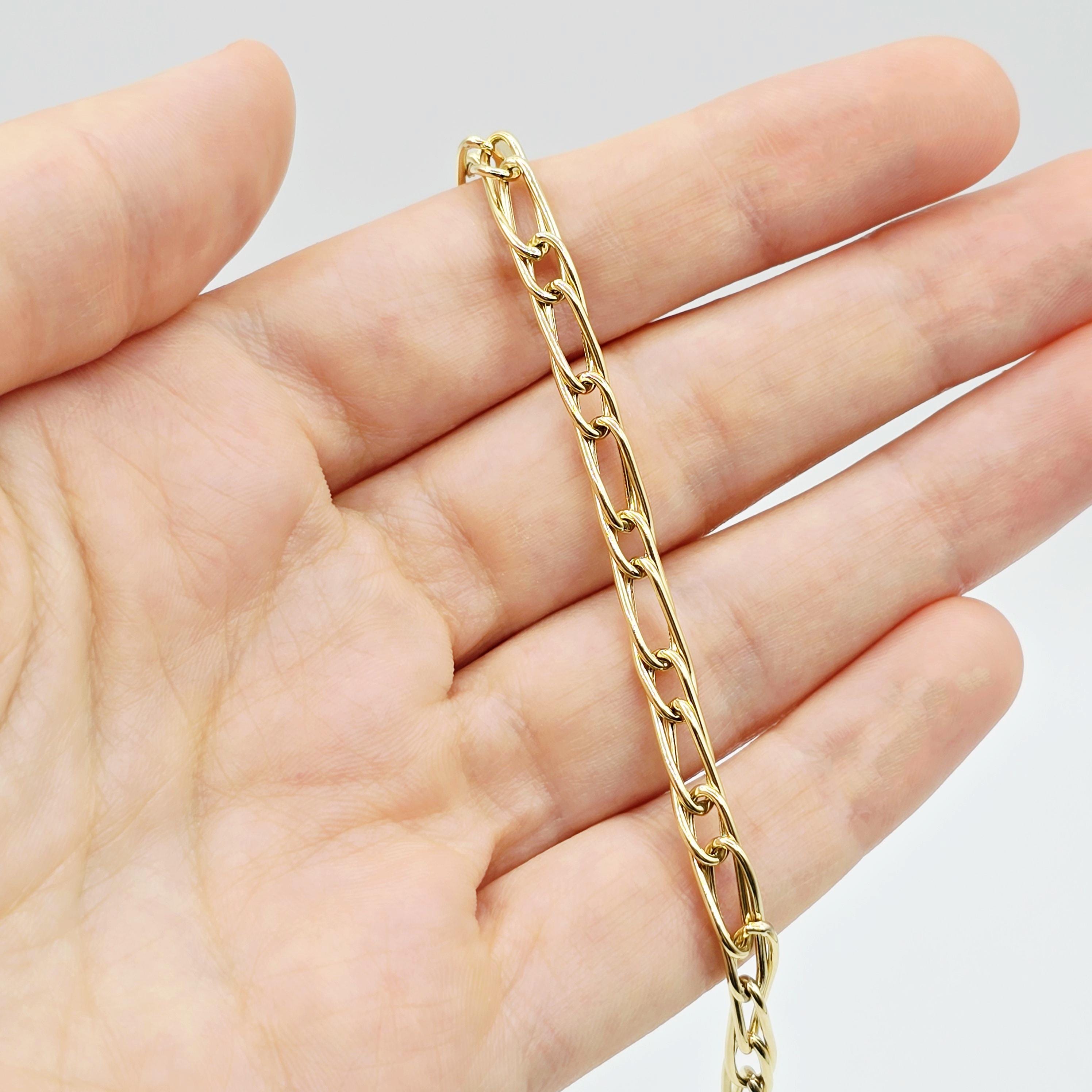 18K Yellow Gold Elongated Link Bracelet: Fine Jewelry Gift