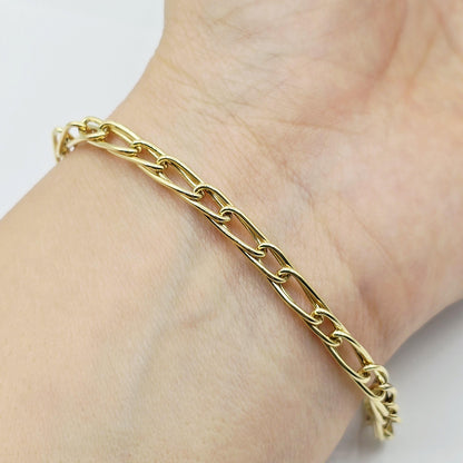 18K Yellow Gold Elongated Link Bracelet: Fine Jewelry Gift