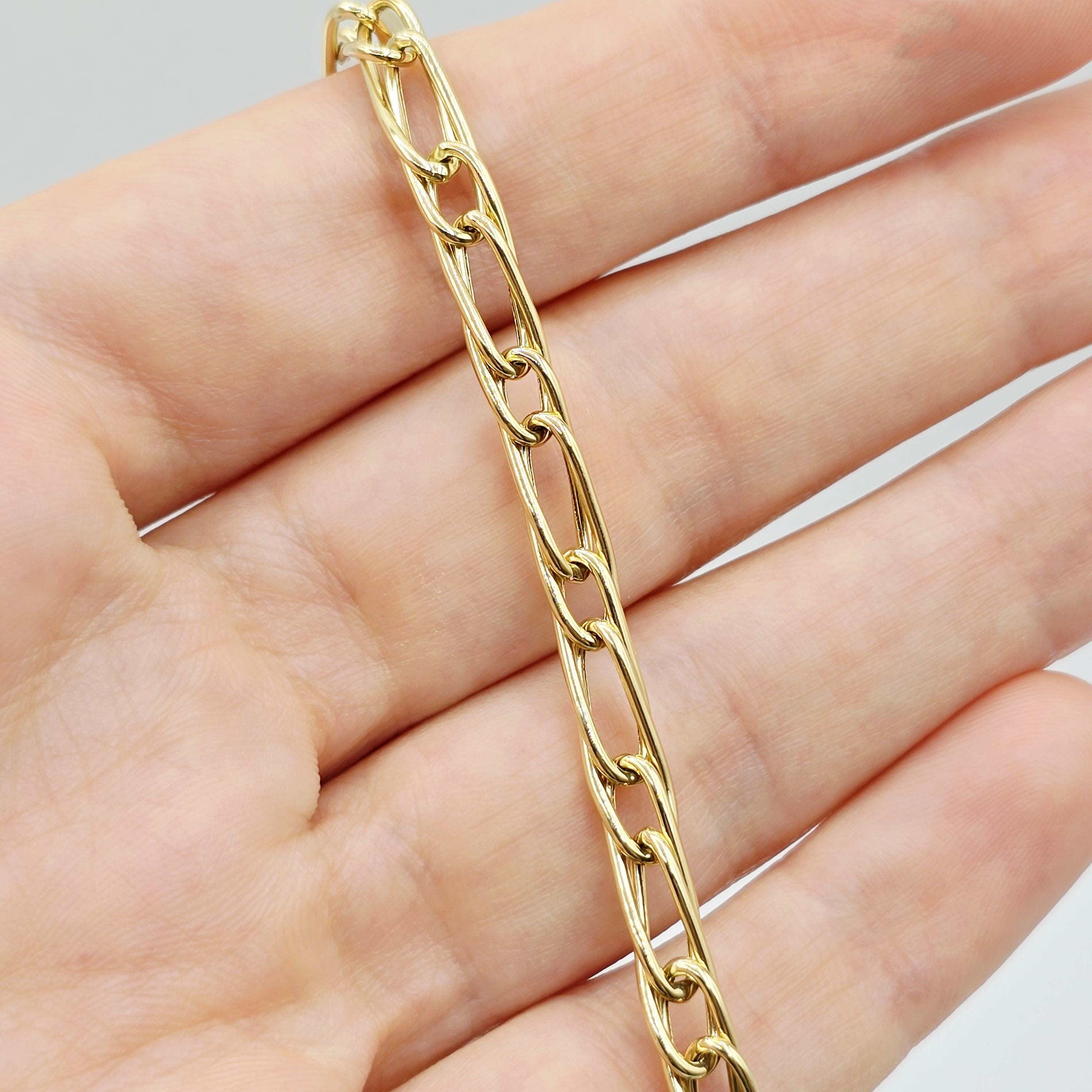 18K Yellow Gold Elongated Link Bracelet: Fine Jewelry Gift