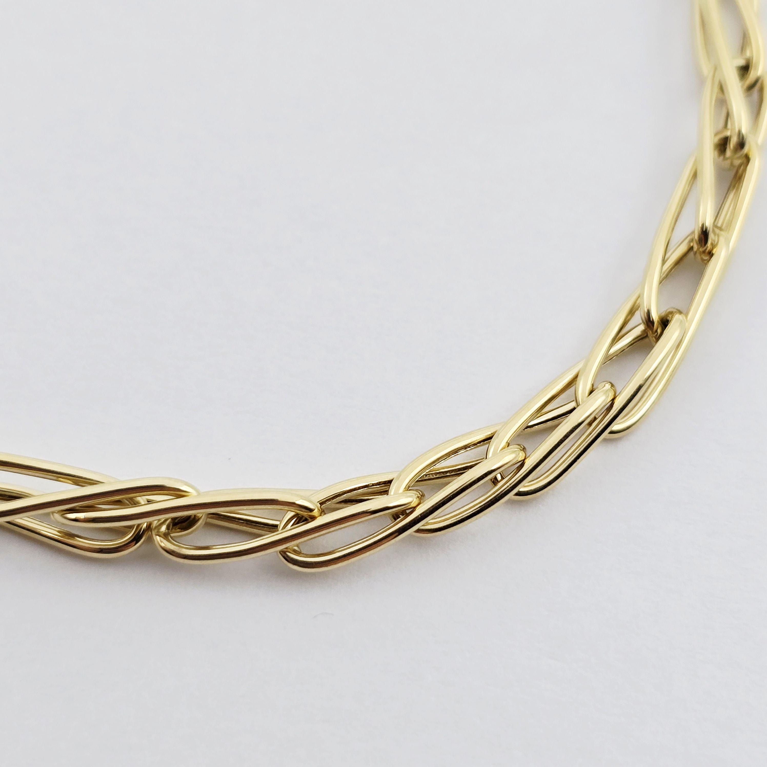 18K Yellow Gold Elongated Link Bracelet: Fine Jewelry Gift