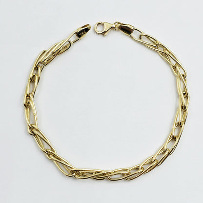 18K Yellow Gold Elongated Link Bracelet: Fine Jewelry Gift