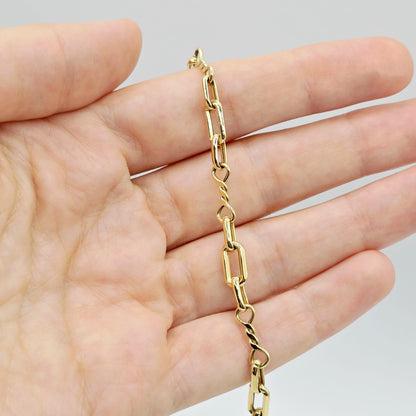 18K Yellow Gold Rectangular Link Bracelet: Lightweight Fine Jewelry