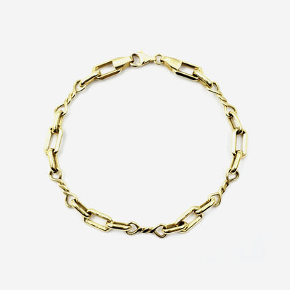 18K Yellow Gold Rectangular Link Bracelet: Lightweight Fine Jewelry