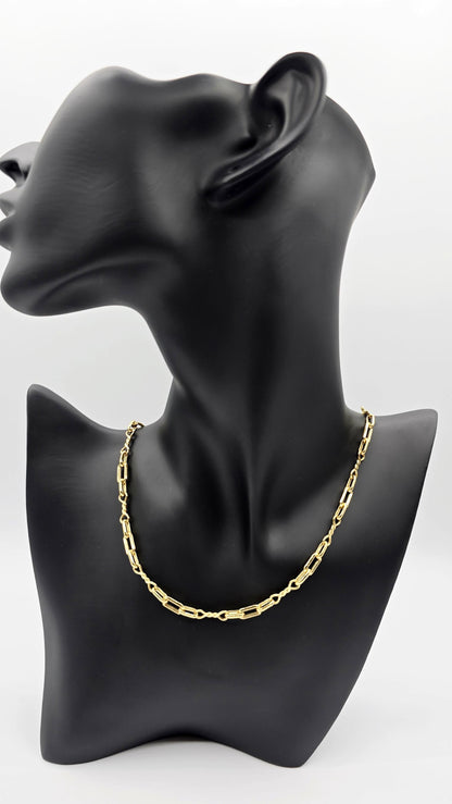18K Gold Rectangular Link Necklace: Modern Fine Jewelry Gift